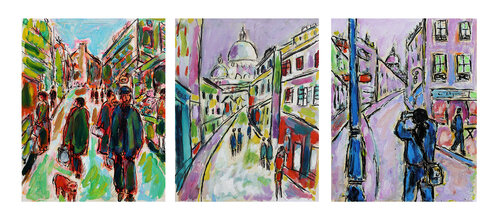 Triptyque Mouffetard et Montmartre di Jean Mirre, Pittura in vendita su Singulart