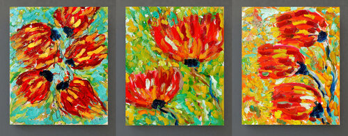 Triptyque fleurs et vent Jean Mirre