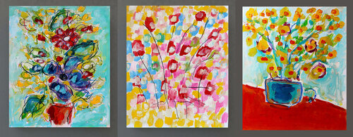 Triptyque Les bouquets Jean Mirre