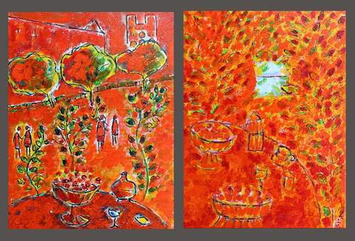 Diptyque Breakfast in Paris van Jean Mirre, Schilderij te koop op Singulart