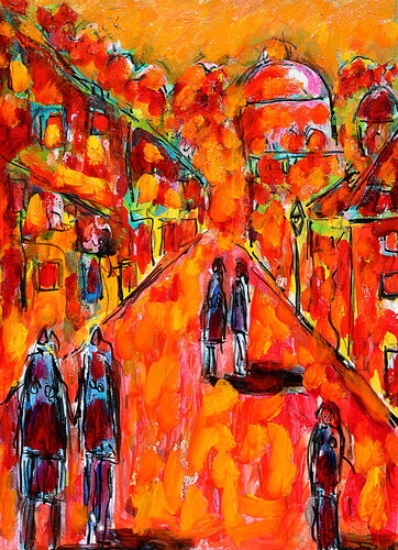 Couples en été van Jean Mirre, Schilderij te koop op Singulart