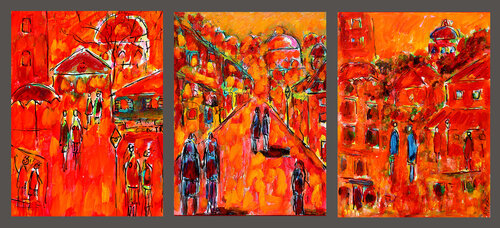 Triptyque Blue moon Jean Mirre