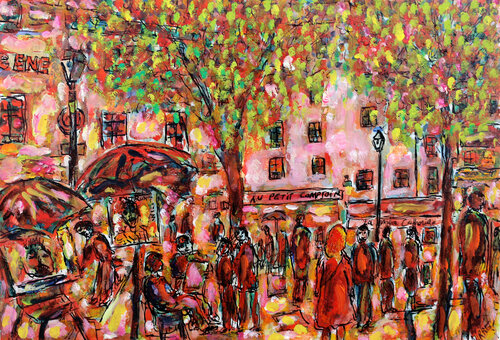 Au petit comptoir de Montmartre by Jean Mirre, Painting for Sale on Singulart