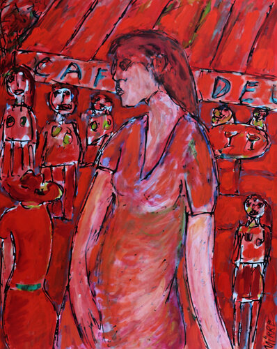 Femmes aux Deux Magots van Jean Mirre, Schilderij te koop op Singulart