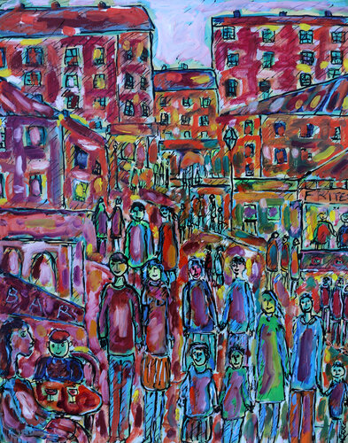 Famille et frites van Jean Mirre, Schilderij te koop op Singulart