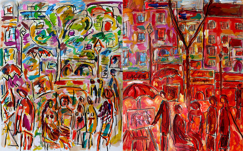 Diptyque Tertre von Jean Mirre, Malerei kaufen auf Singulart