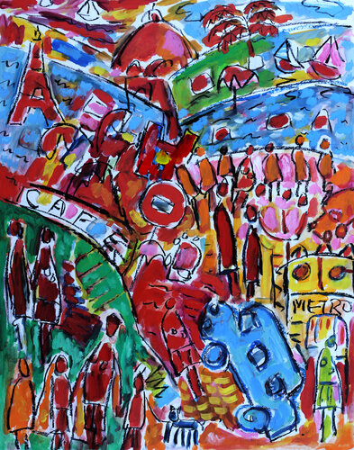 Paris plage von Jean Mirre, Malerei kaufen auf Singulart