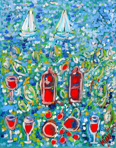 exAmour, jazz et bateaux van Jean Mirre, Schilderij te koop op Singulart