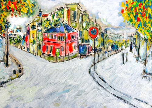 exLa maison rose à Montmartre di Jean Mirre, Opera su carta in vendita su Singulart