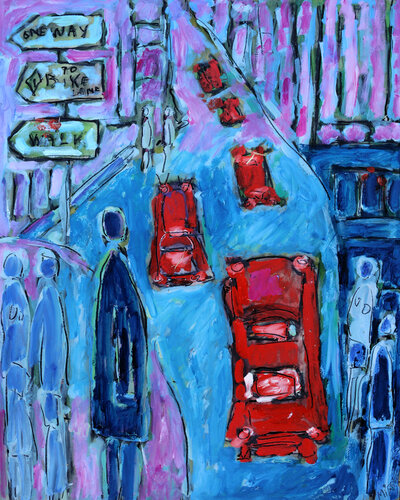 Bike Lane by Jean Mirre, 油畫 for Sale on Singulart