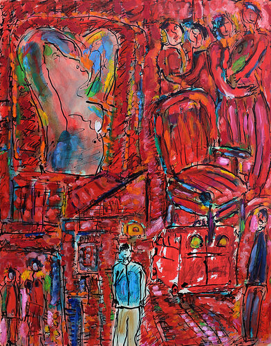 Red van and show bizz von Jean Mirre, Malerei kaufen auf Singulart