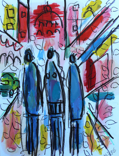 Trois amis van Jean Mirre, Schilderij te koop op Singulart