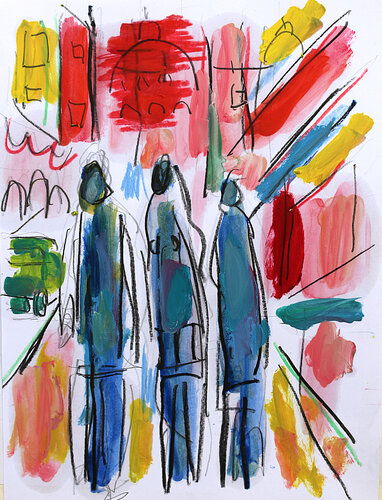 Trois amis van Jean Mirre, Schilderij te koop op Singulart