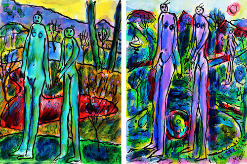 Diptyque Paradis Perdu van Jean Mirre, Schilderij te koop op Singulart