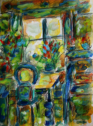 Salon fleuri by Jean Mirre, Painting for Sale on Singulart
