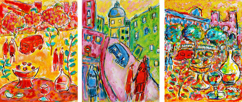 Triptyque Paris lyrique van Jean Mirre, Schilderij te koop op Singulart