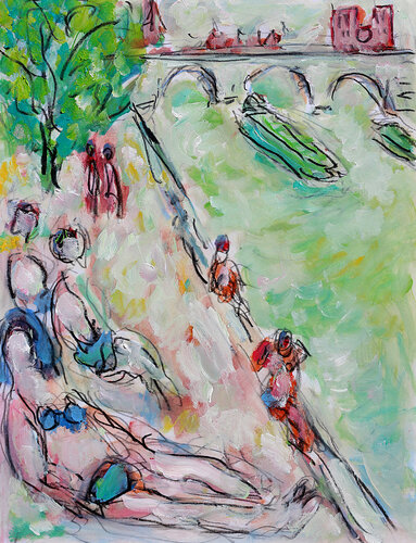 exBaignade à Paris di Jean Mirre, Pittura in vendita su Singulart