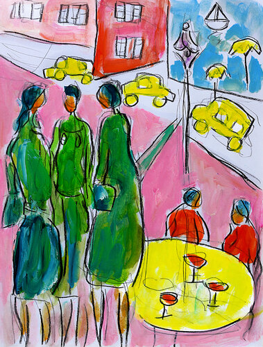 Banlieue rose di Jean Mirre, Pittura in vendita su Singulart