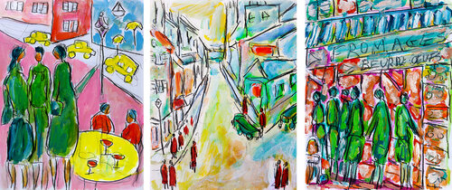 Triptyque fromages par Jean Mirre, Peinture en vente sur Singulart