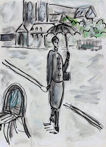 exDame sous la pluie di Jean Mirre, Pittura in vendita su Singulart