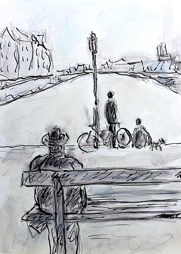 exLe banc di Jean Mirre, Pittura in vendita su Singulart