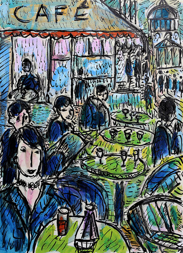 Café Rue Soufflot di Jean Mirre, Pittura in vendita su Singulart