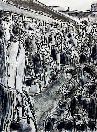 exLe départ en vacances di Jean Mirre, Pittura in vendita su Singulart