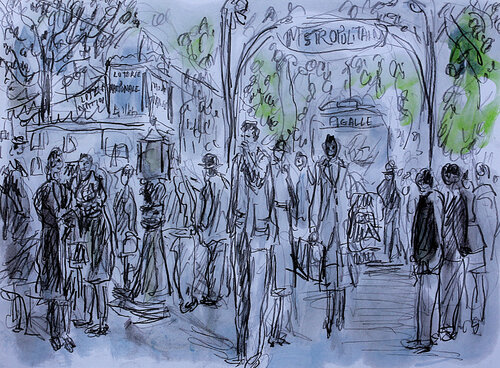 exMétro Pigalle di Jean Mirre, Pittura in vendita su Singulart