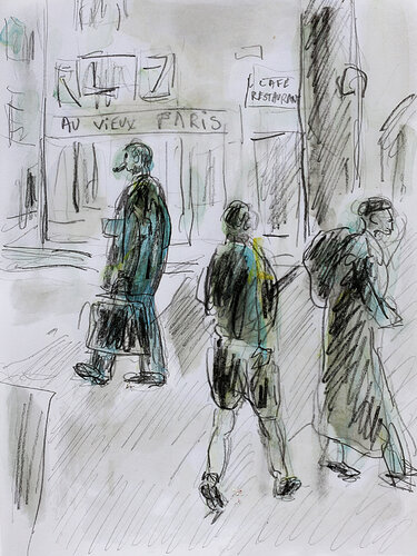 exCafé Au vieux Paris par Jean Mirre, Peinture en vente sur Singulart