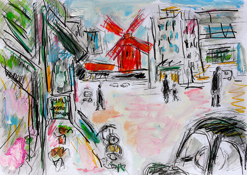 exMoulin Rouge à Paris par Jean Mirre, Peinture en vente sur Singulart