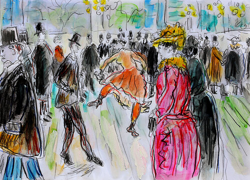 exFolies Bergères d'après Toulouse-Lautrec par Jean Mirre, Peinture en vente sur Singulart