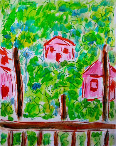 exCamping verdoyant di Jean Mirre, Pittura in vendita su Singulart