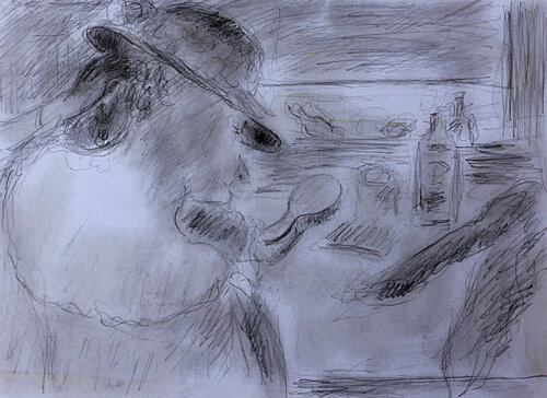 D'après Degas Femme devant un miroir van Jean Mirre, Schilderij te koop op Singulart