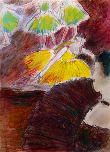 exTutu jaune d'après Degas par Jean Mirre, Peinture en vente sur Singulart