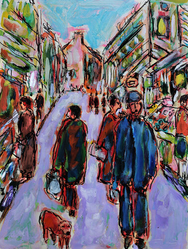 Rue Mouffetard di Jean Mirre, Pittura in vendita su Singulart