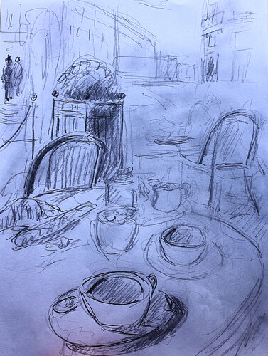 Petit café parisien  SOLD van Jean Mirre, Schilderij te koop op Singulart