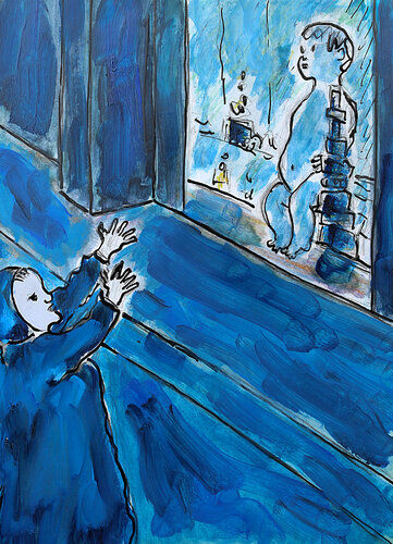 exPetit baigneur en vitrine par Jean Mirre, Peinture en vente sur Singulart