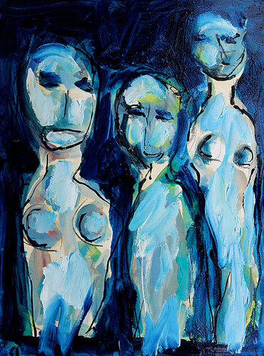 Blue trio van Jean Mirre, Schilderij te koop op Singulart