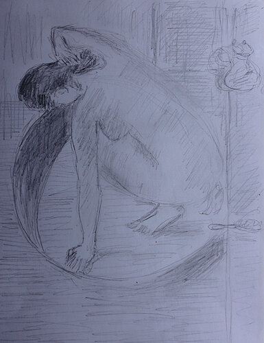 Le tub d'après Degas de Jean Mirre, Pintura a la venta en Singulart