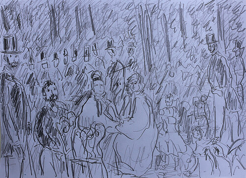 exD'après Manet La musique aux Tuileries par Jean Mirre, Peinture en vente sur Singulart