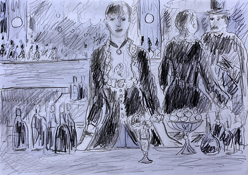 Un bar aux Folies Bergères d'après Manet de Jean Mirre, Pintura a la venta en Singulart