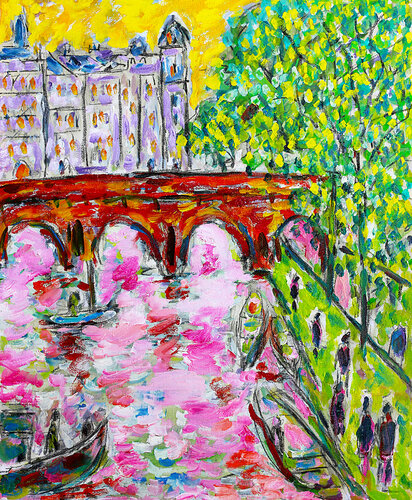 exSeine et bateaux par Jean Mirre, Peinture en vente sur Singulart