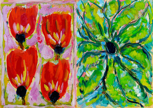 Feuille et fleurs di Jean Mirre, Pittura in vendita su Singulart