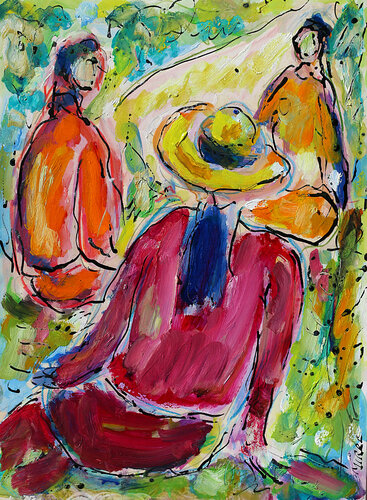 Chapeau de paille (d'après Gauguin) van Jean Mirre, Schilderij te koop op Singulart