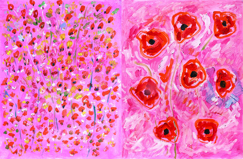 Peace talk + Œillets roses von Jean Mirre, Malerei kaufen auf Singulart
