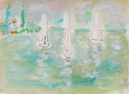 Les p'tits bateaux van Jean Mirre, Schilderij te koop op Singulart