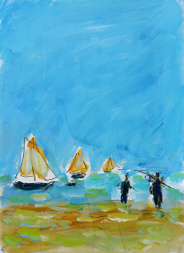 Pêche à pied by Jean Mirre, Painting for Sale on Singulart