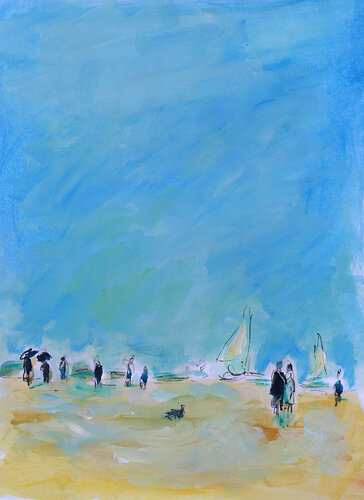 Plage de Deauville di Jean Mirre, Pittura in vendita su Singulart