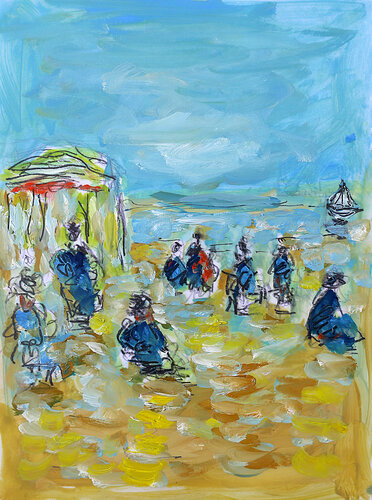 Plage d'après Boudin by Jean Mirre, Painting for Sale on Singulart