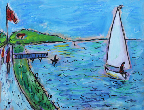 Régate mauve by Jean Mirre, Painting for Sale on Singulart